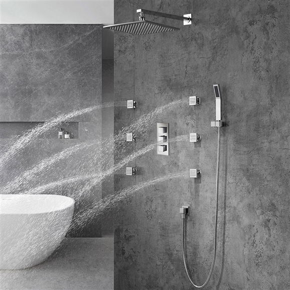 Thermostatic Complete Shower System With Rough In Valve